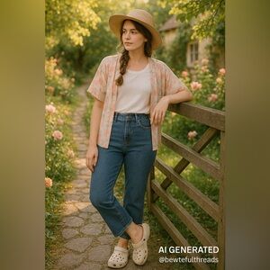 Lois Made in Canada Esther 2278 Straight Crop Jeans Size 30 Medium Wash Denim